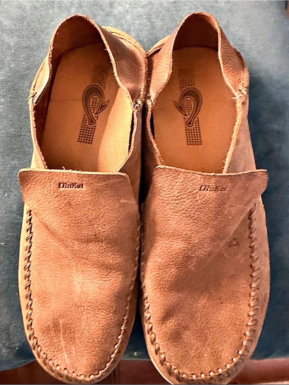 OluKai Moloā Leather Slip-On Shoes Men's Brown